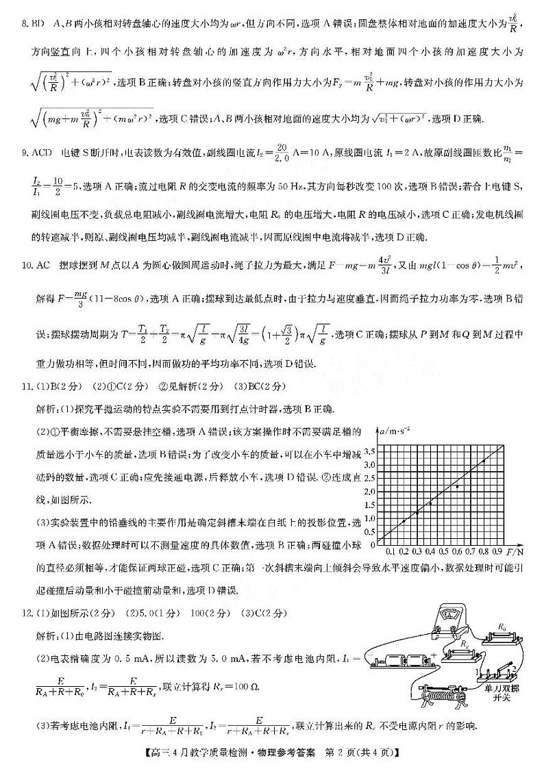 江西省九师大联考2024届高三下学期4月教学质量检测（二模）物理试题02