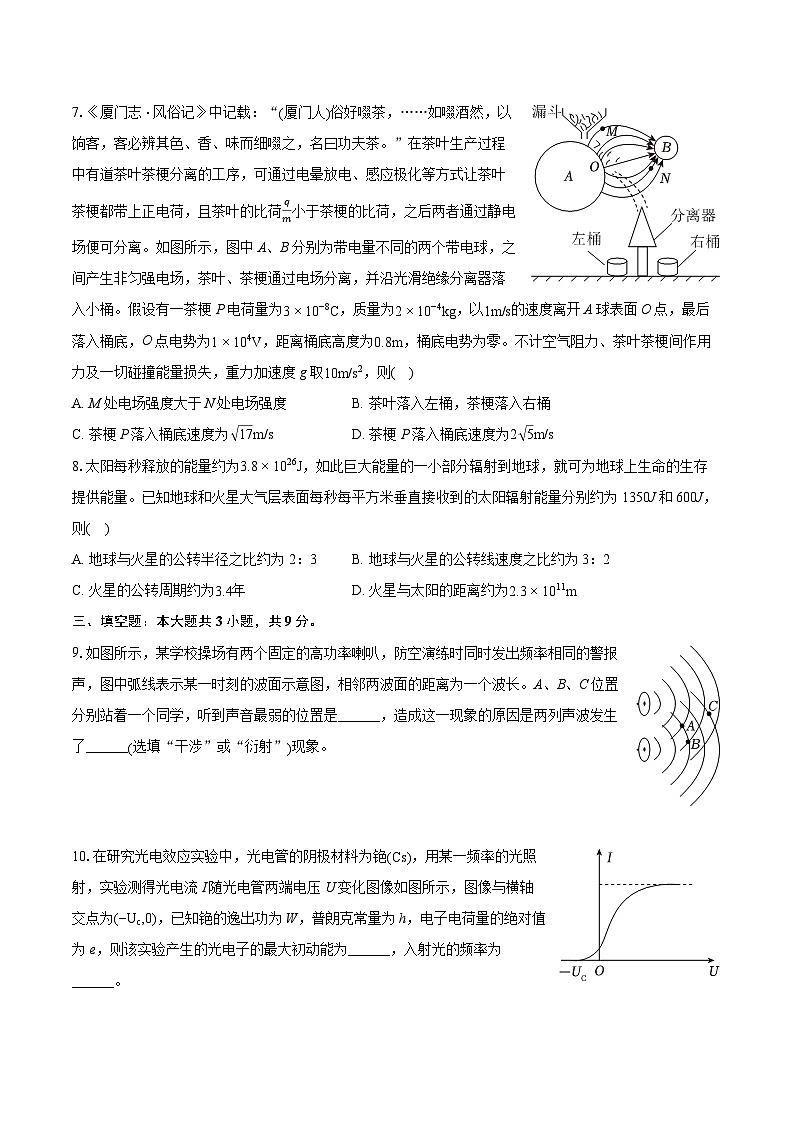 2024年福建省厦门市高考物理第二次质检试卷(含详细答案解析)第3页