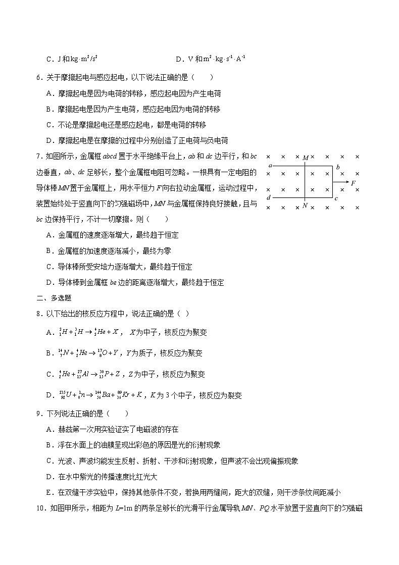 重庆市乌江新高考协作体2024届高三下学期模拟监测（一）物理试题（Word版附答案）02