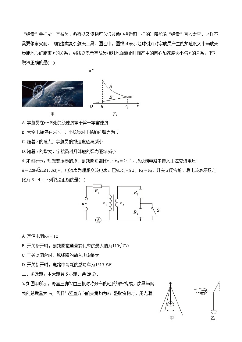 2024年四川省成都市石室中学高考物理二诊模拟试卷(含详细答案解析)02