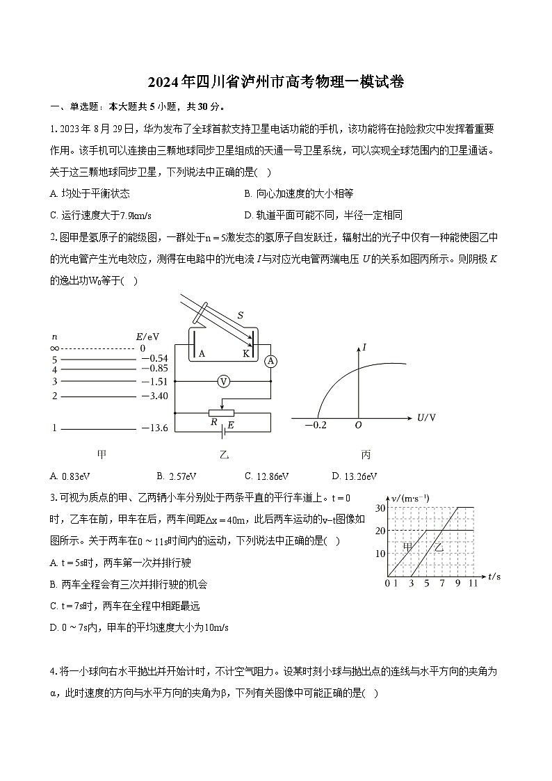 2024年四川省泸州市高考物理一模试卷(含详细答案解析)01