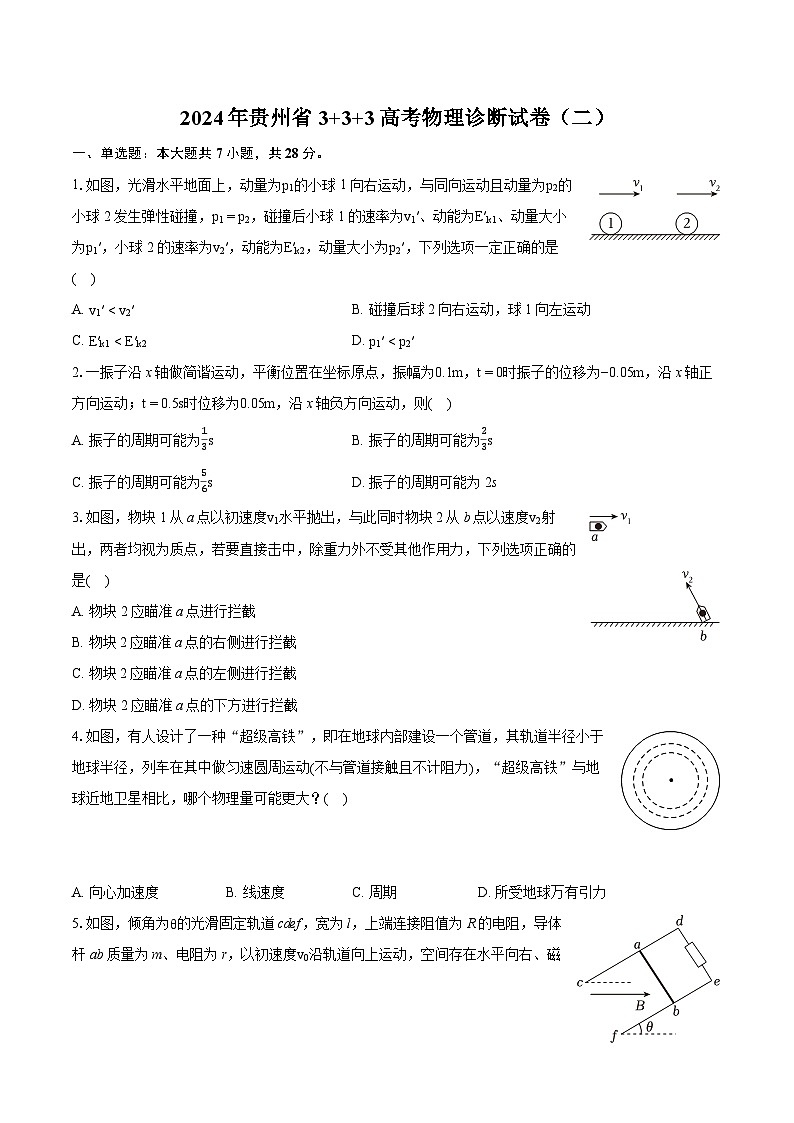 2024年贵州省3_3_3高考物理诊断试卷（二）(含详细答案解析)01