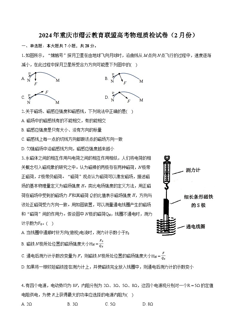 2024年重庆市缙云教育联盟高考物理质检试卷（2月份）(含详细答案解析)01