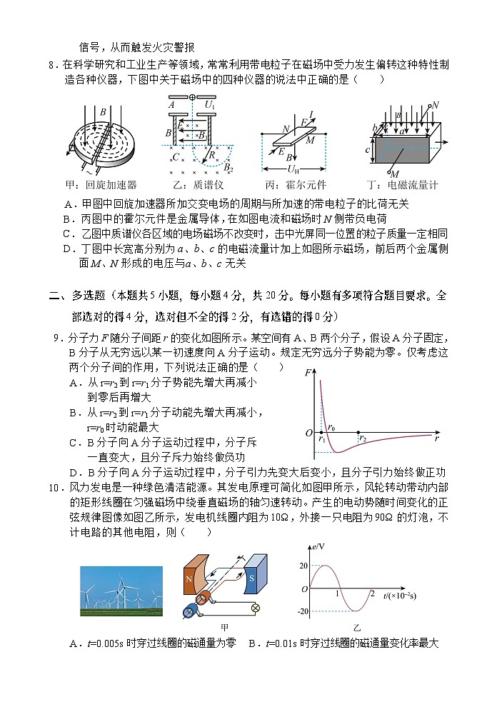 海南省文昌中学2023-2024学年高二下学期期中段考物理试题03