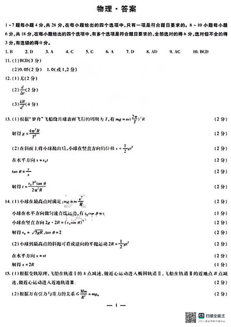 2024河南省多校高一下学期4月期中联考试题物理含答案01
