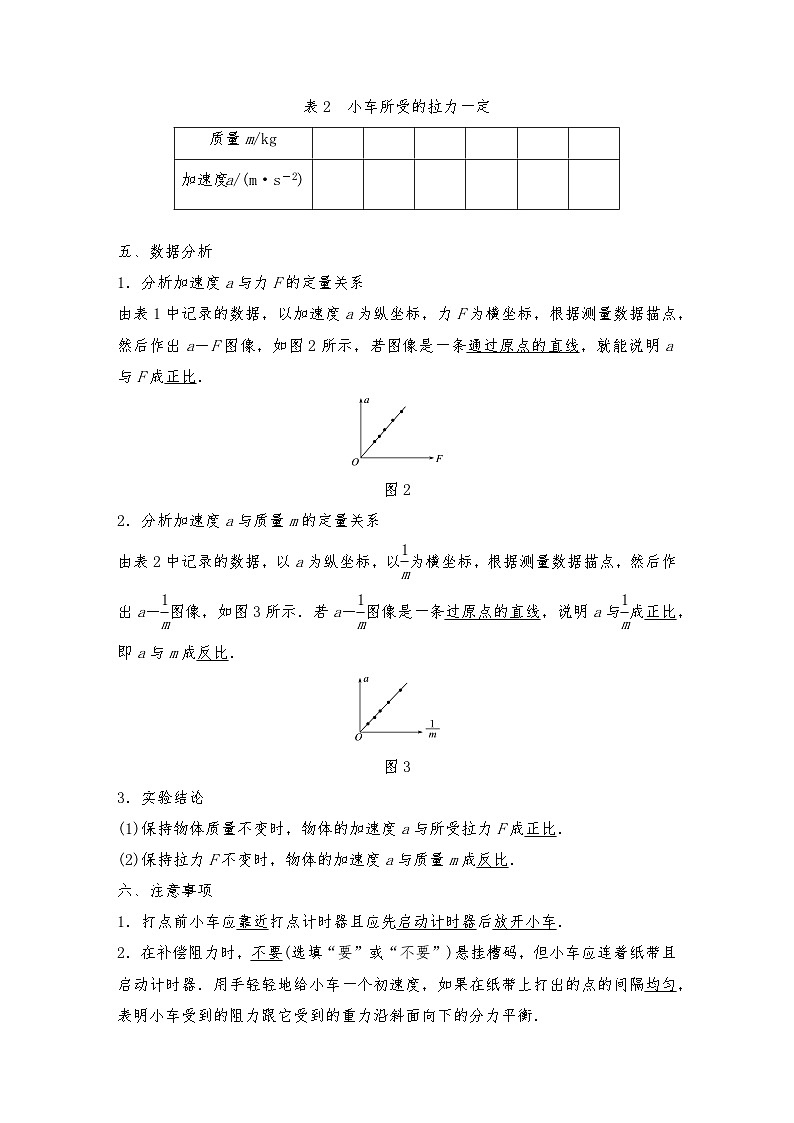人教版（2019）高中物理必修一新教材同步 第4章 2　实验：探究加速度与力、质量的关系导学案（教师版+学生版）03
