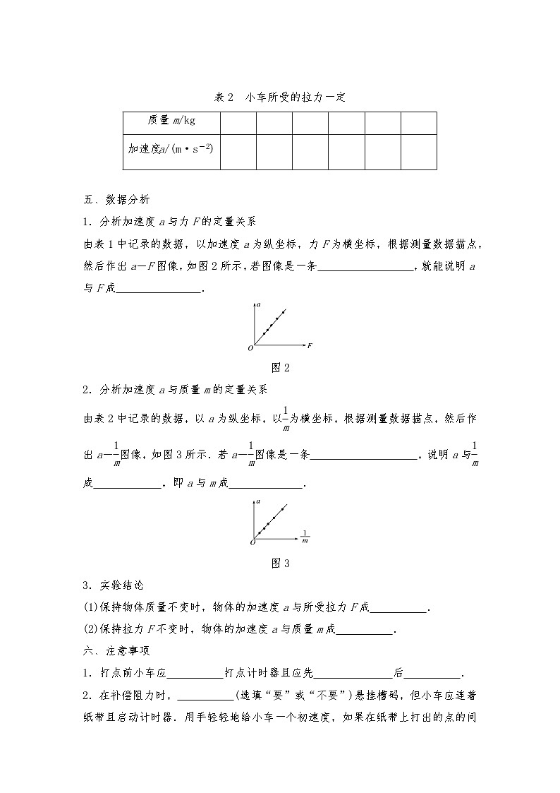 人教版（2019）高中物理必修一新教材同步 第4章 2　实验：探究加速度与力、质量的关系导学案（教师版+学生版）03