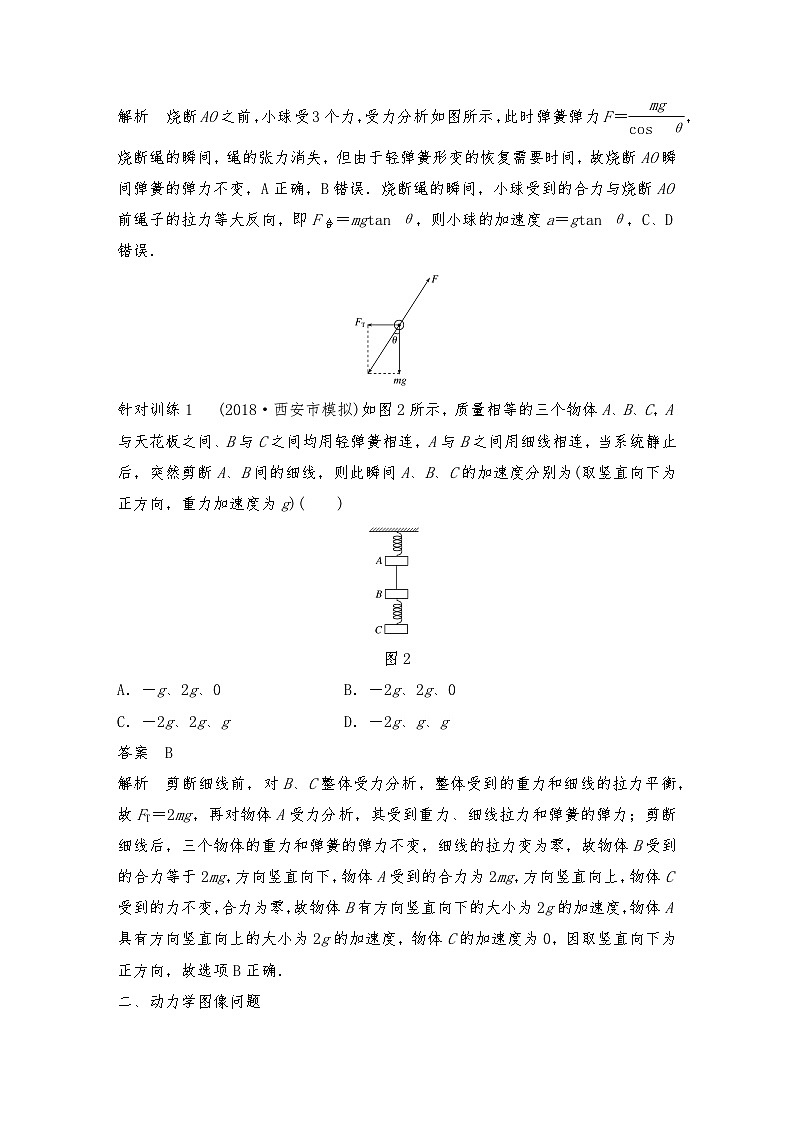 人教版（2019）高中物理必修一新教材同步 第4章 专题强化　瞬时加速度问题和动力学图像问题（教师版+学生版）02