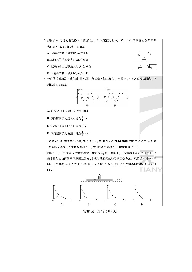 2024届天一大联考安徽高三上学期物理期末质量检测试题03