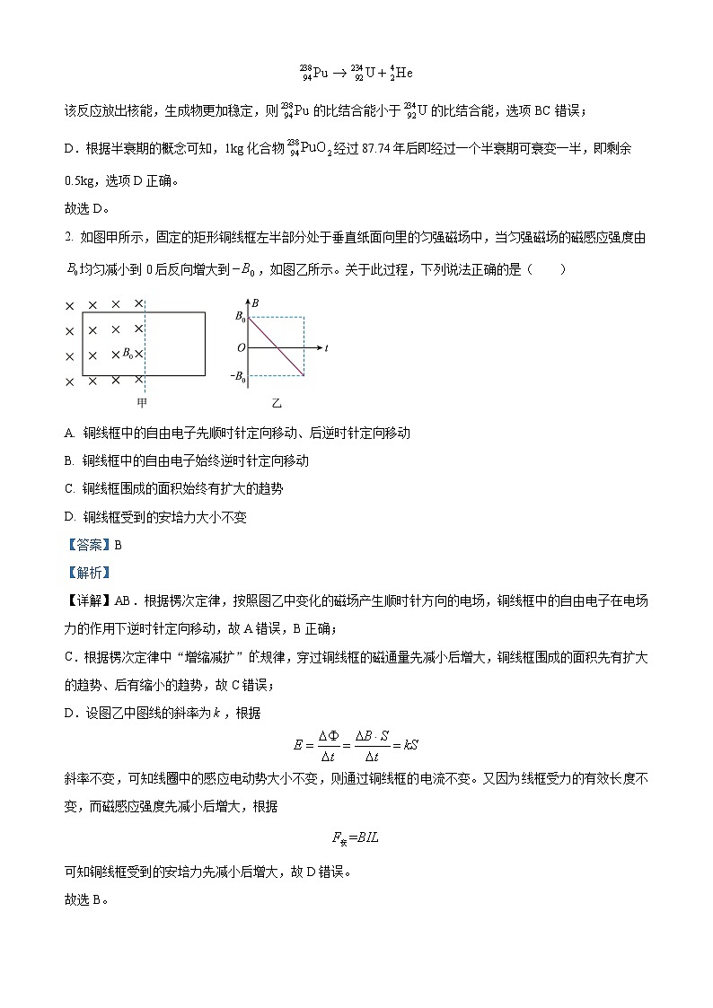 2024届河南省名校联盟高三下学期模拟预测理综试题-高中物理（原卷版+解析版）02