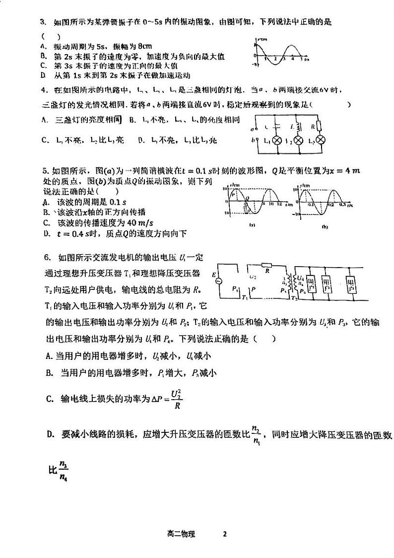 广东省江门市蓬江区棠下中学2023-2024学年高二下学期期中考试物理试题02