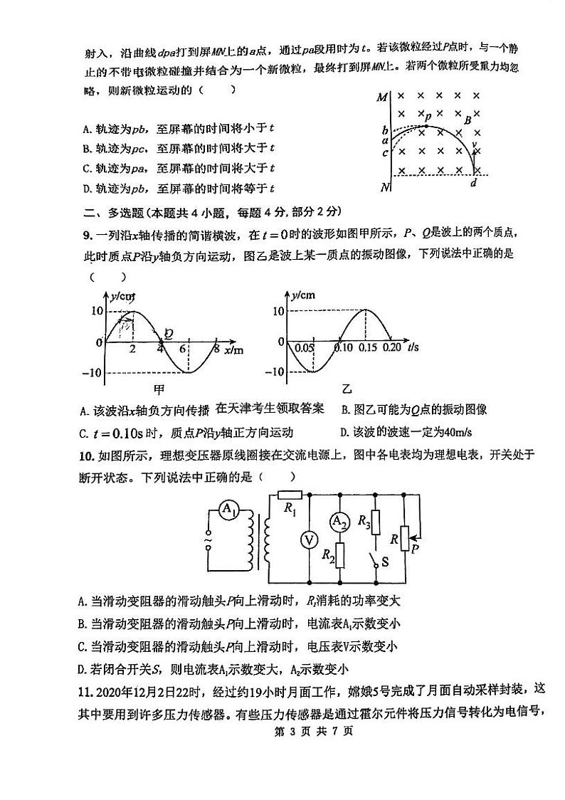 天津市南开中学滨海生态城学校2023-2024学年高二下学期期中物理试题03