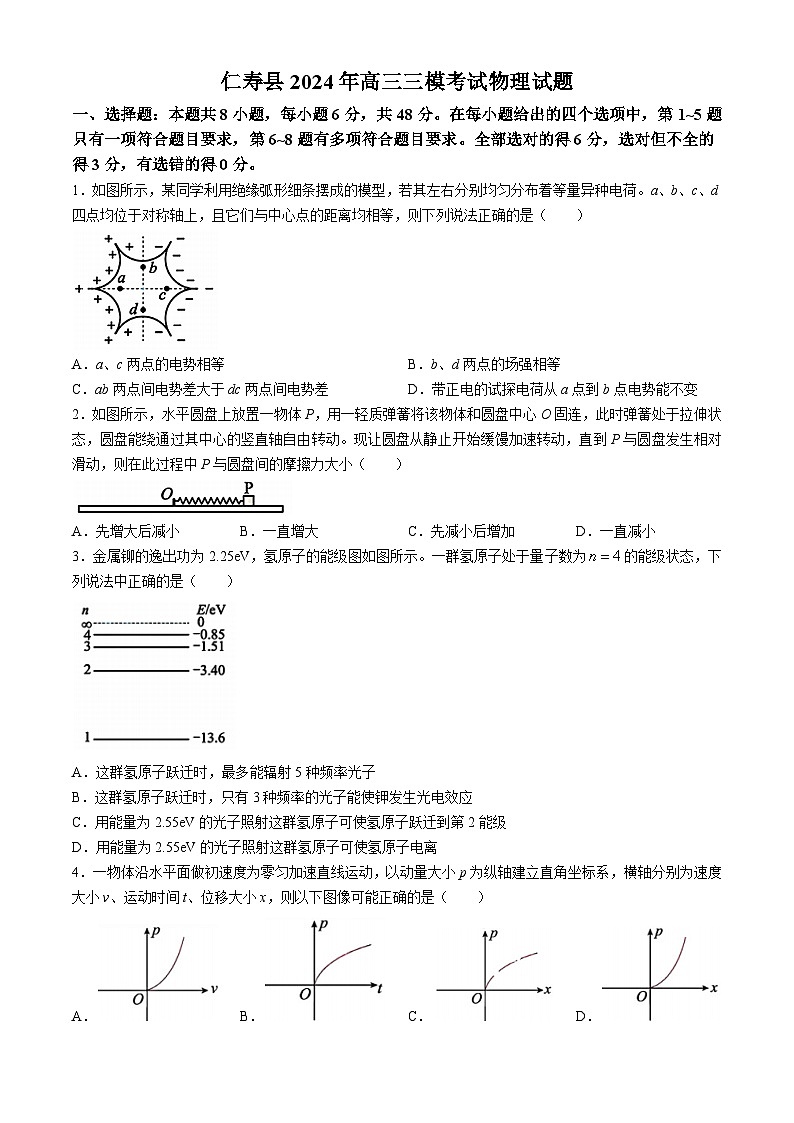 2024届四川省仁寿县高三下学期三模考试物理试题01