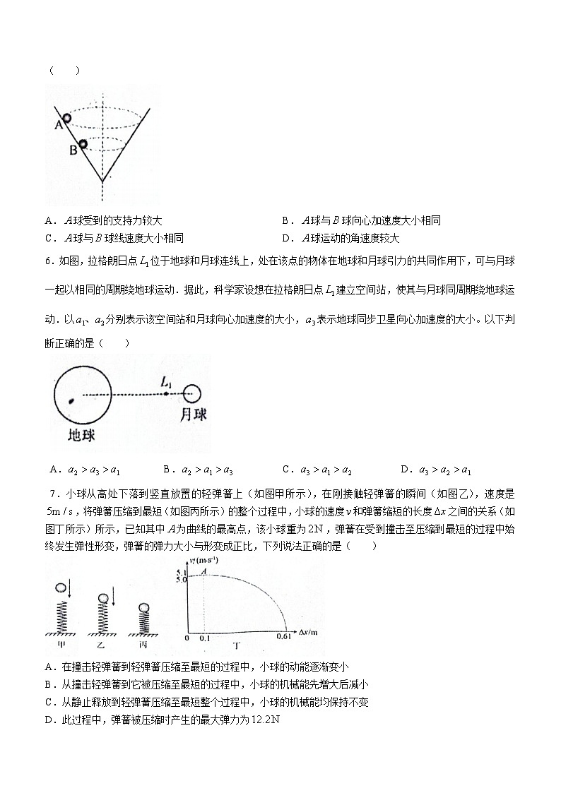 四川省泸州市泸县普通高中共同体2023-2024学年高一下学期4月期中联合考试物理试题(无答案)02