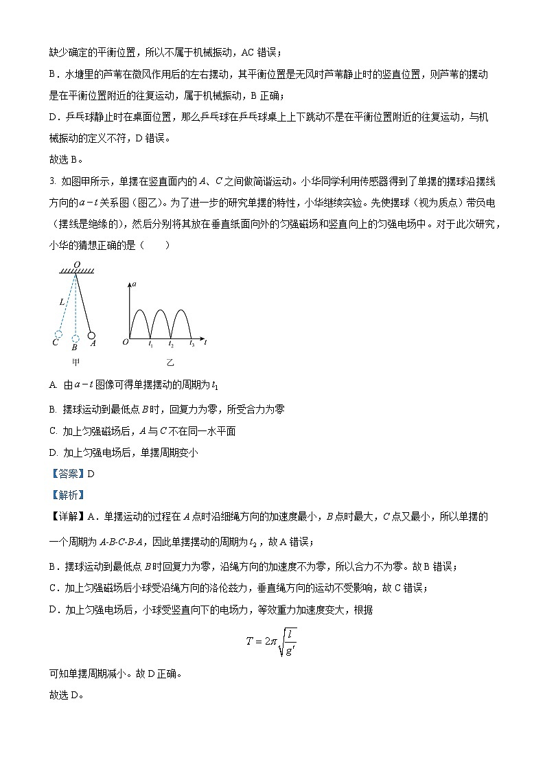 浙江省宁波金兰联盟2023-2024学年高二下学期4月期中物理试题（原卷版+解析版）02