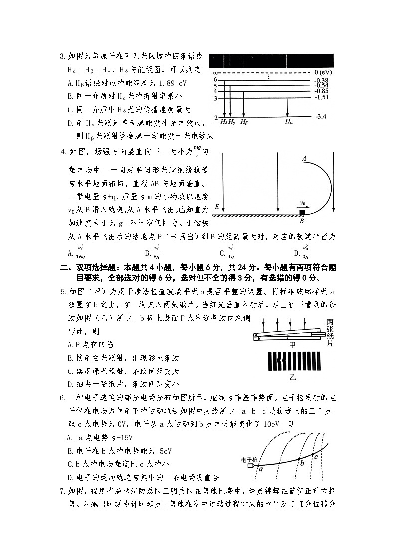 2024届福建省三明市高三下学期三模物理试题第2页