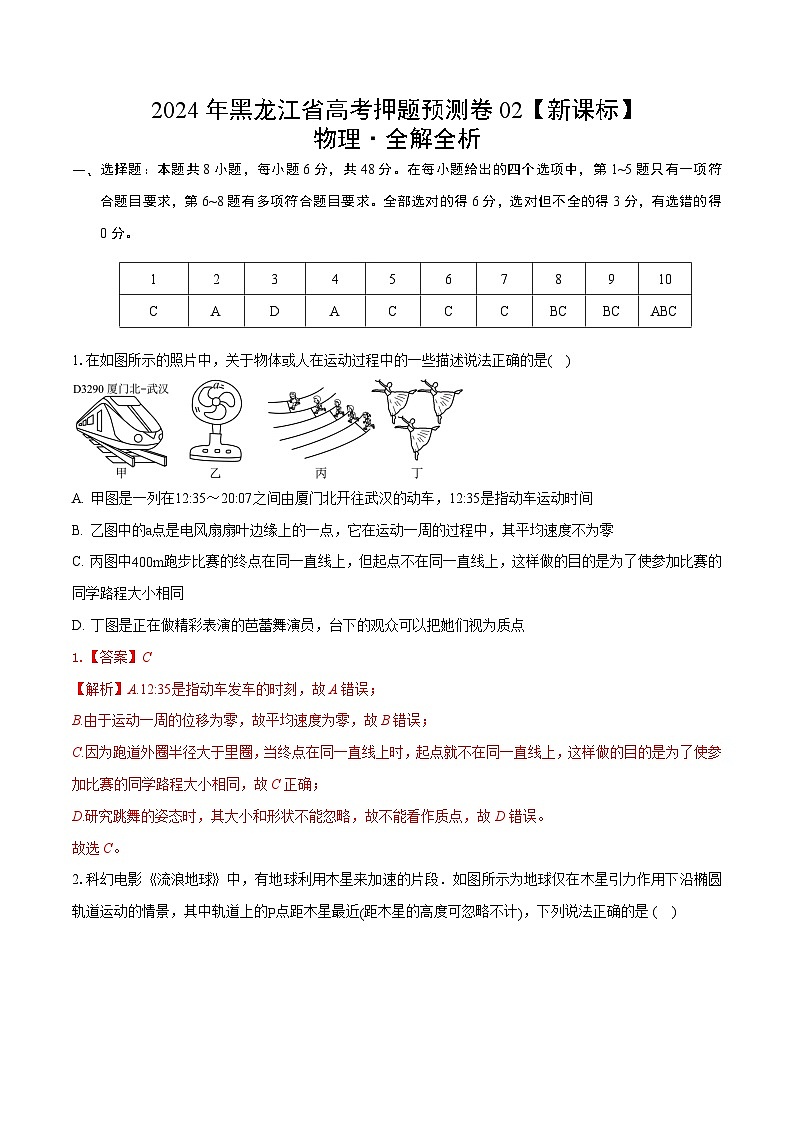 2024年高考押题预测卷—物理（黑龙江卷02）（全解全析）第1页