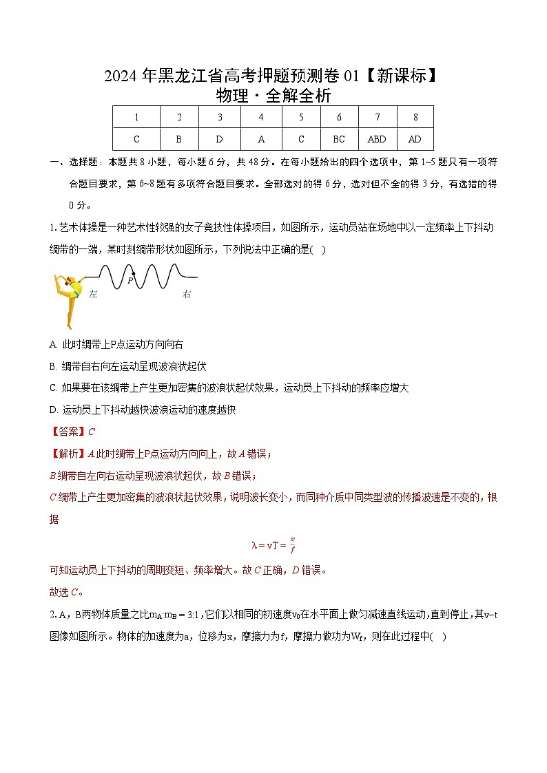 2024年高考押题预测卷—物理1（黑龙江卷）（全解全析）01