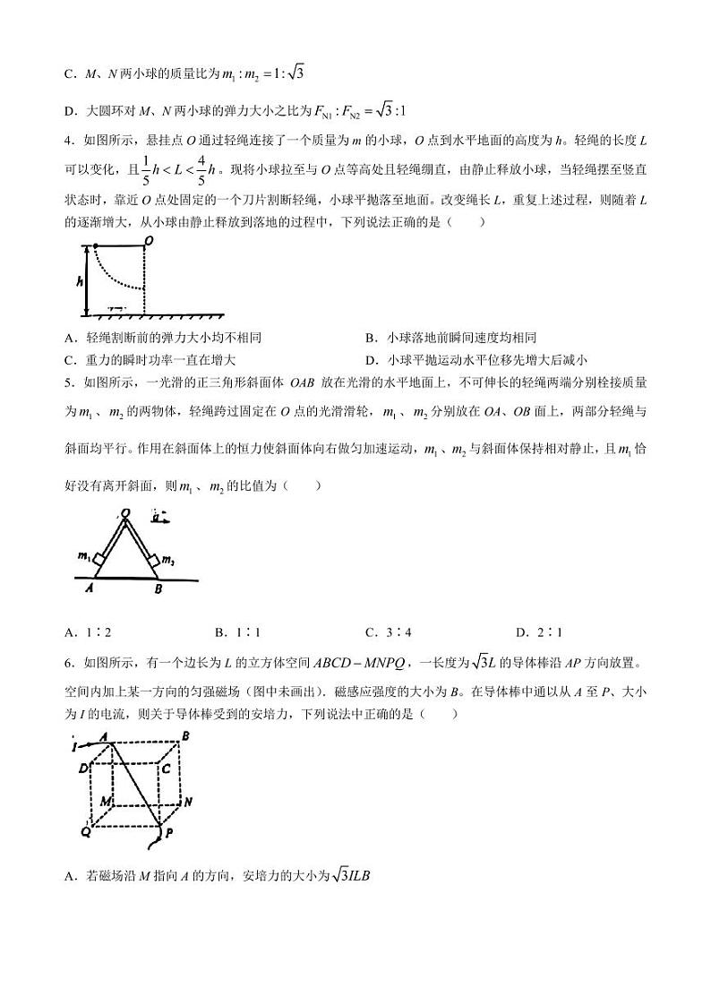 2024届湖北省T8联盟高三下学期压轴考试（二模）物理试题第2页