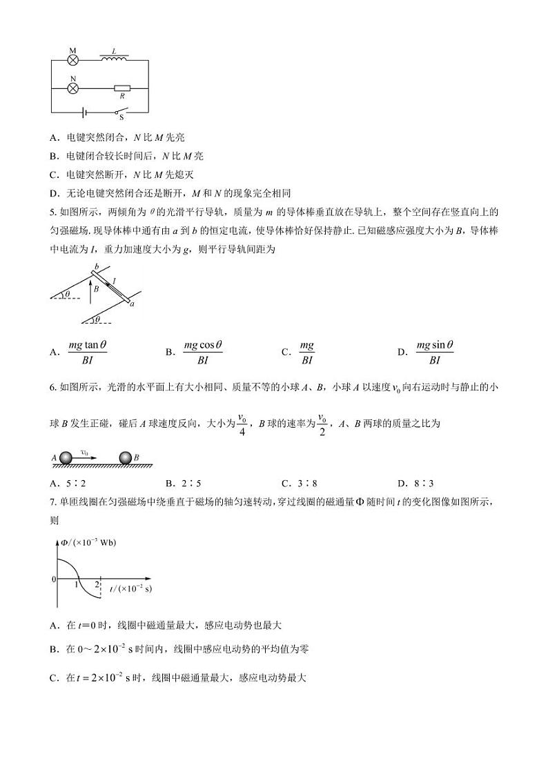 广东深圳7校联考2024年高二下学期4月期中物理试题+答案02