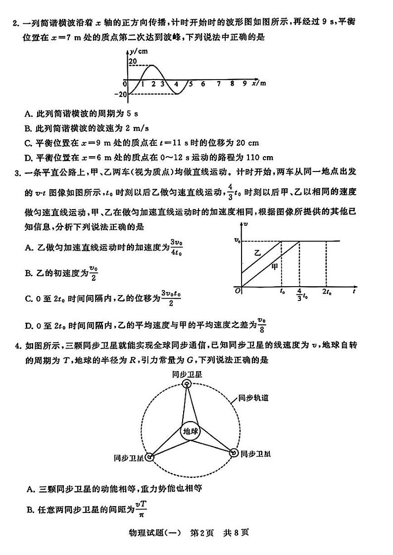 2024湖北省T8联盟高三下学期压轴考试（一模）物理PDF版含解析第2页