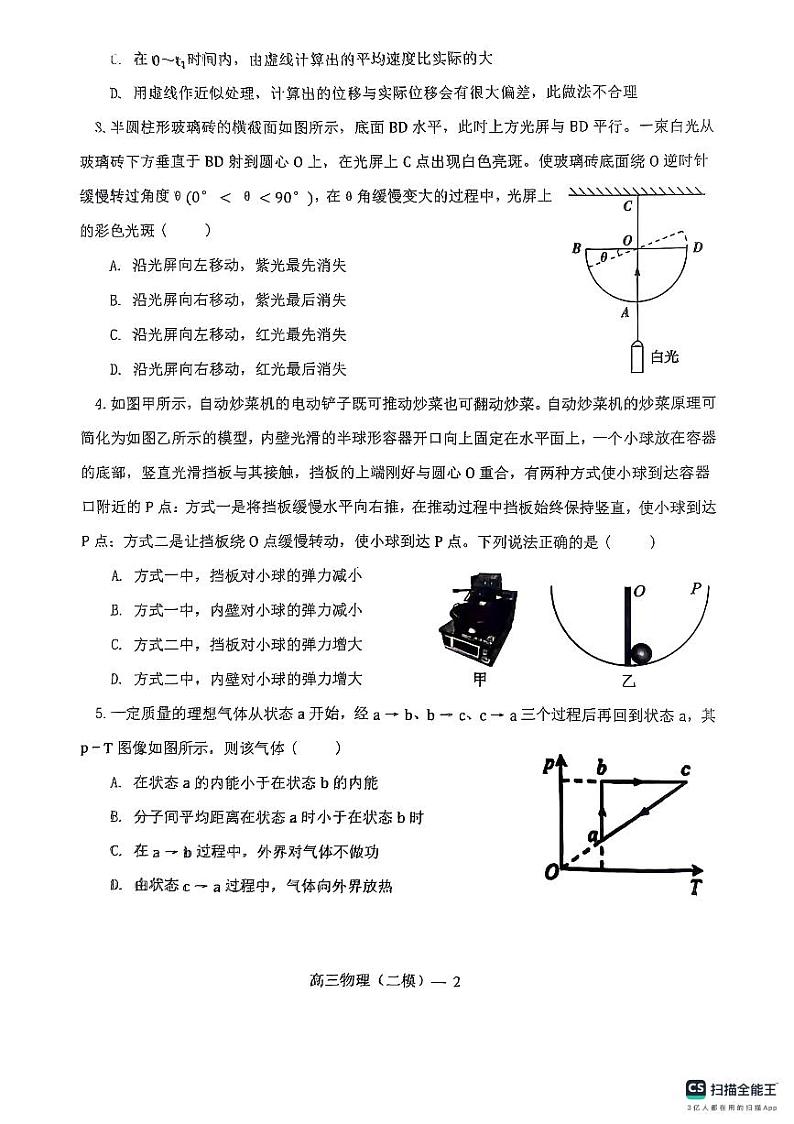 辽宁高三重点高中协作校七模联考物理试卷第2页