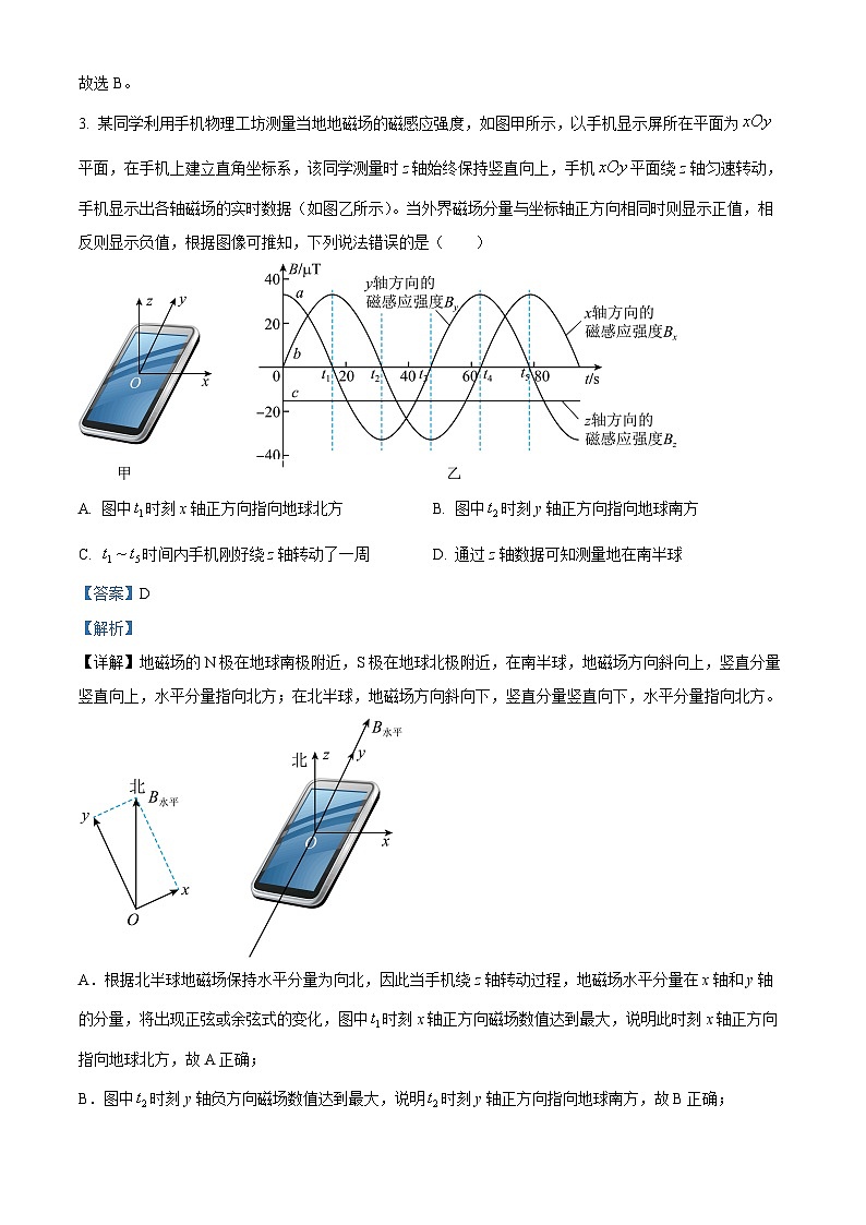 2024届江苏省海安高级中学高三下学期第二次模拟考试物理试题（原卷版+解析版）02