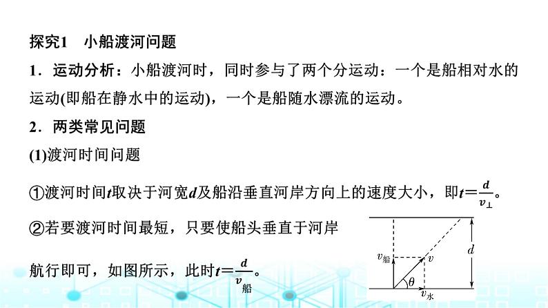 人教版高中物理必修第二册第5章素养提升课1小船渡河与关联速度问题课件04