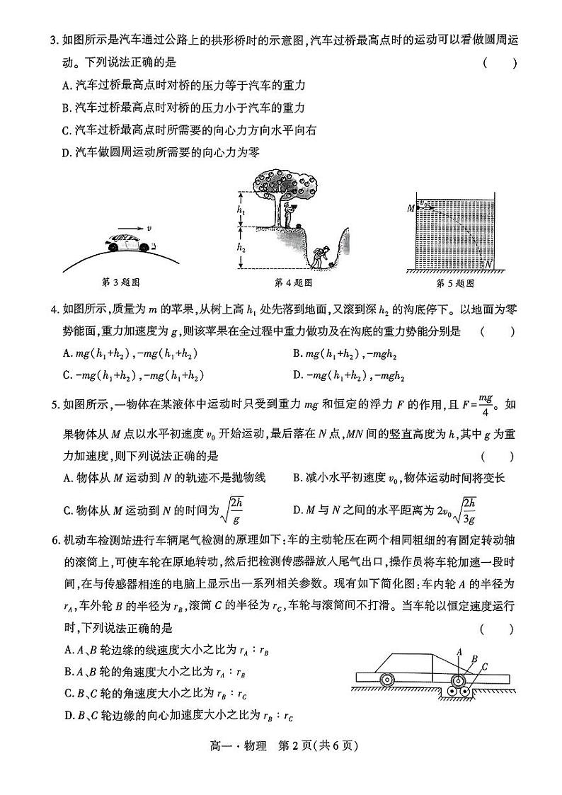 辽宁省沈阳市联合体2023-2024学年高一下学期期中检测物理试题第2页