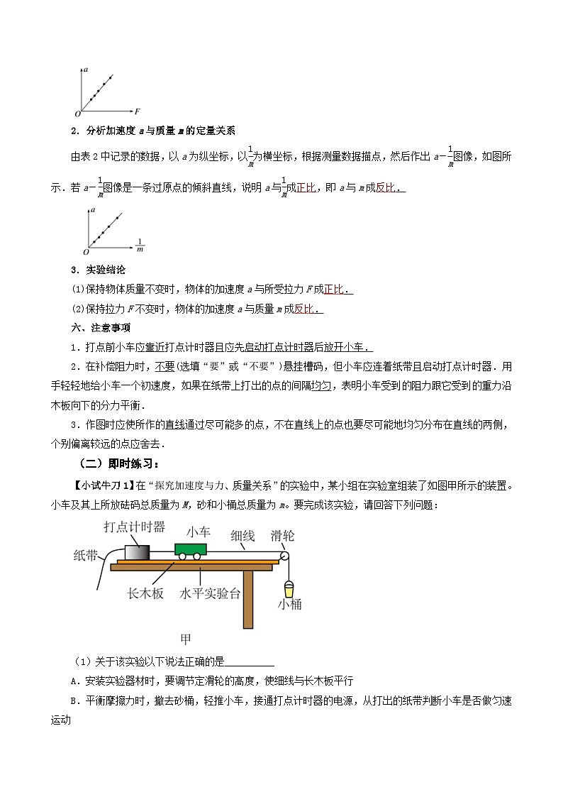 人教版高中物理（必修一）同步讲义+练习4.2  实验：探究加速度与力、质量的关系（含解析）第3页