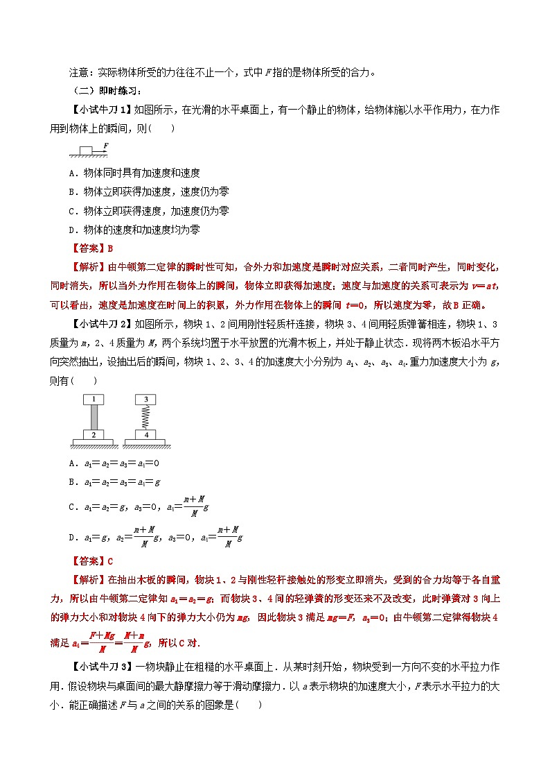 人教版高中物理（必修一）同步讲义+练习4.3  牛顿第二定律（含解析）第2页