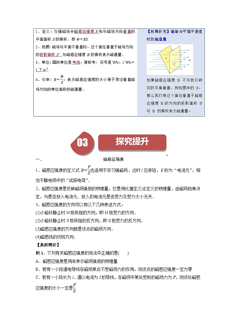 人教版高中物理（必修三）同步讲义+练习13.2磁感应强度　磁通量（含解析）第3页
