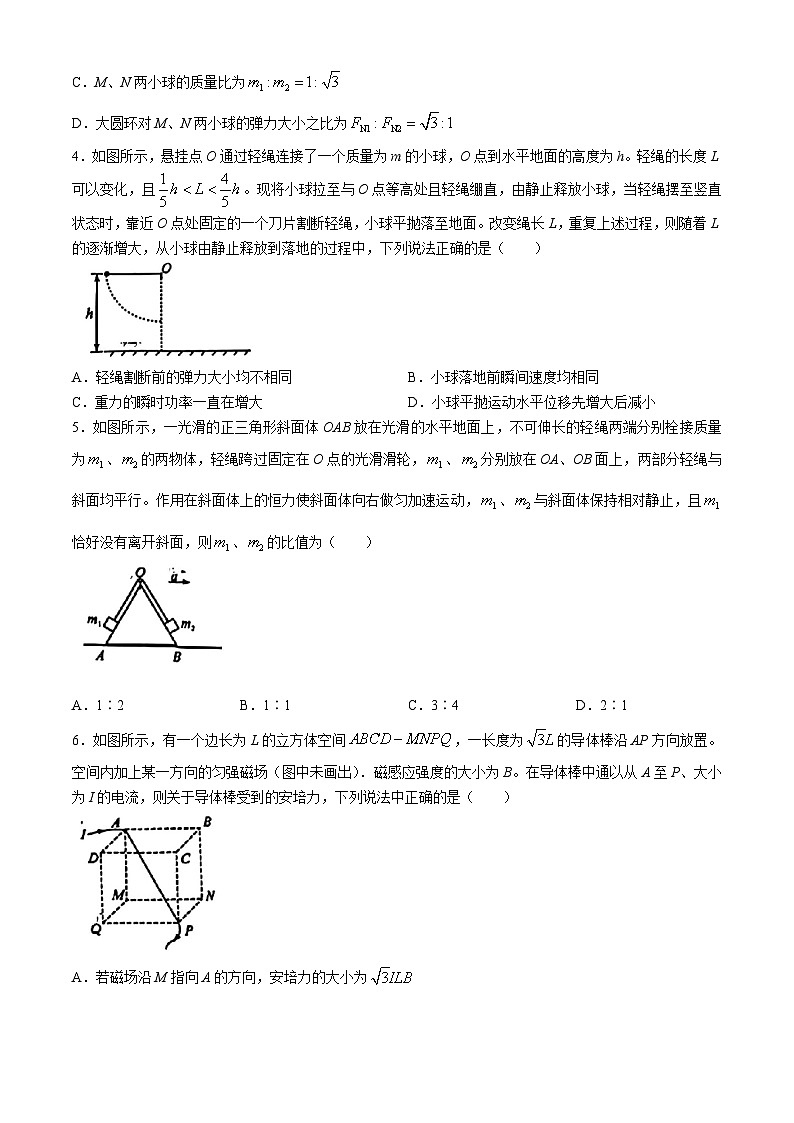 湖北省T8联盟校2024年高三下学期压轴考试（二模）物理试卷（Word版附解析）第2页