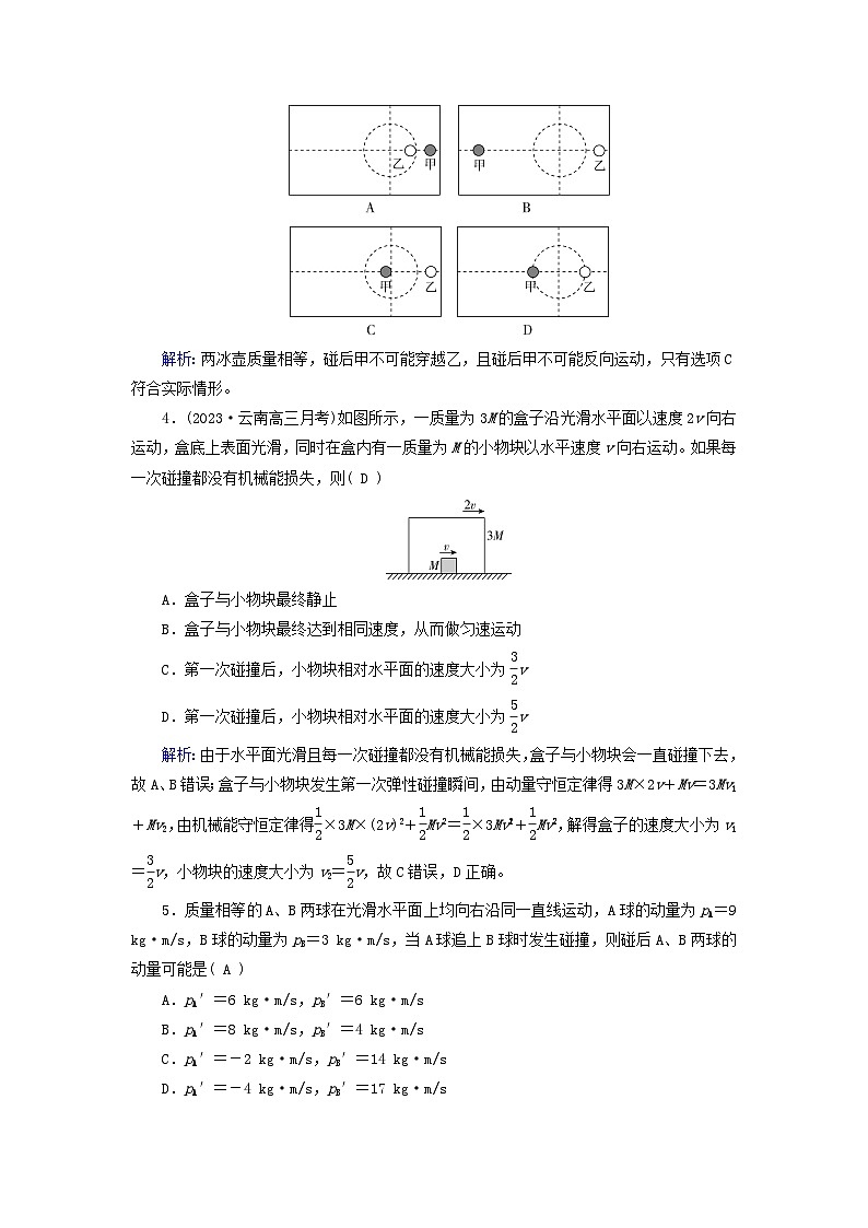 2025版新教材高中物理第1章动量守恒定律5弹性碰撞和非弹性碰撞课时1弹性碰撞与非弹性碰撞区别与联系提能作业（附解析新人教版选择性必修第一册）第2页