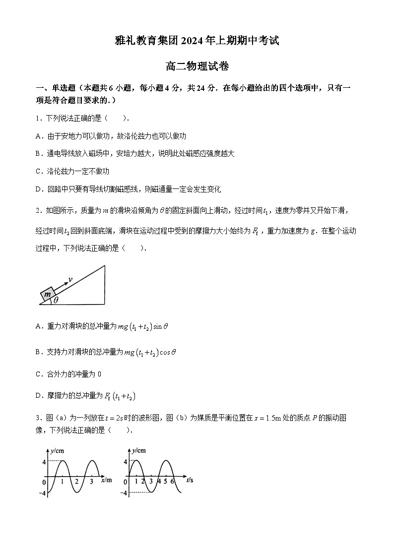 2024湖南省雅礼教育集团高二下学期期中考试物理试题含解析第1页