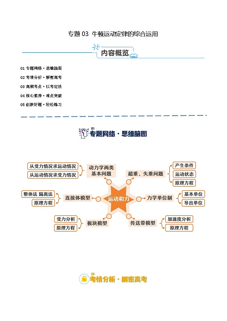 【二轮复习】高考物理专题03 牛顿运动定律的综合运用（讲义）（解析版）第1页
