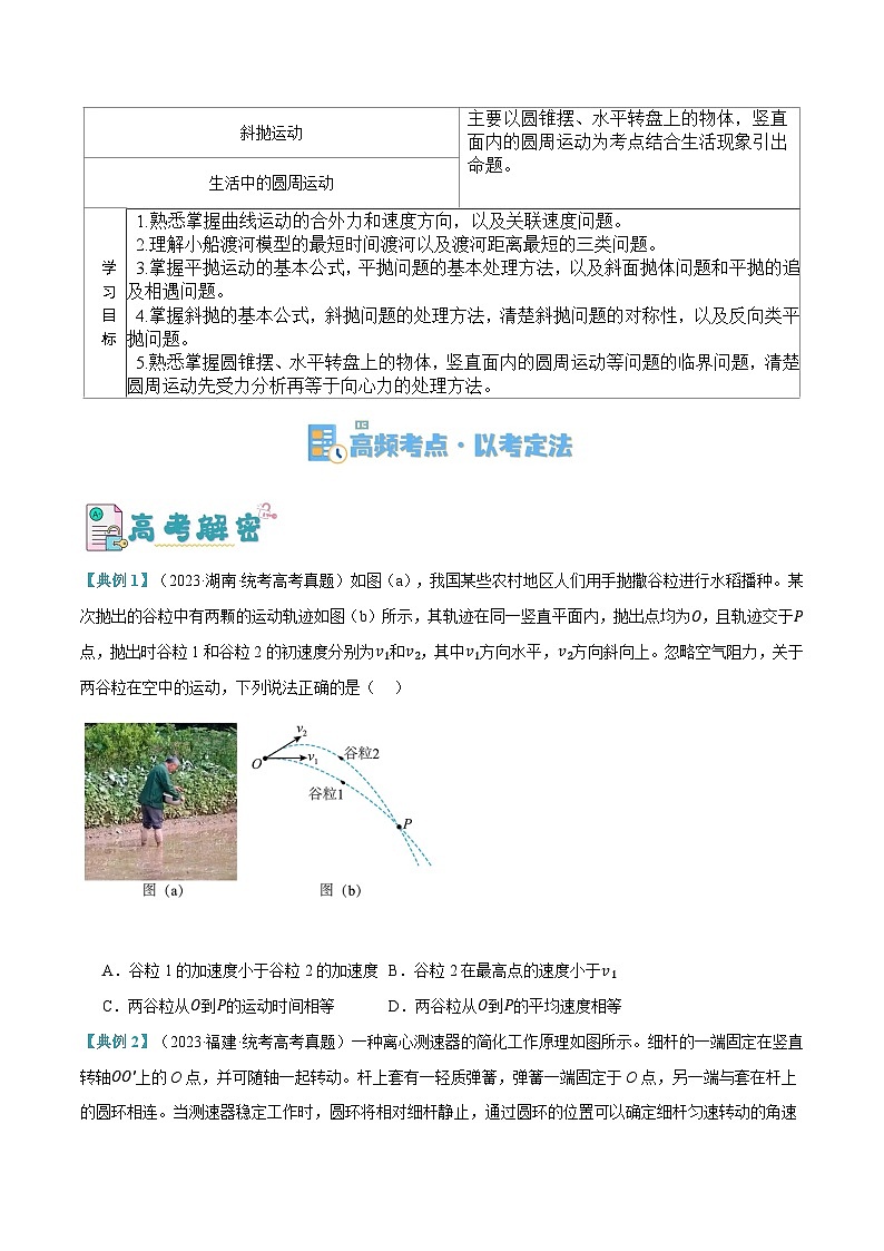 【二轮复习】高考物理专题04 曲线运动（讲义）（原卷版）第2页