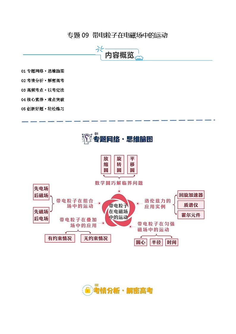 【二轮复习】高考物理专题09 带电粒子在电磁场中的运动（讲义）（原卷版）第1页