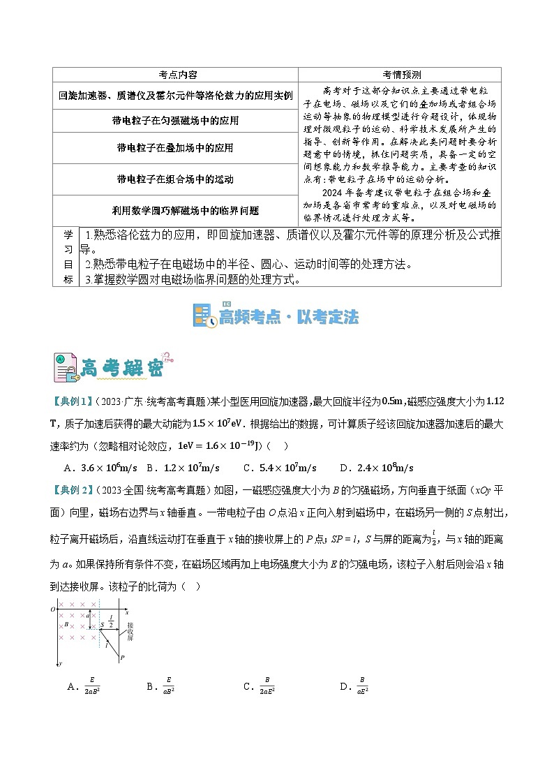 【二轮复习】高考物理专题09 带电粒子在电磁场中的运动（讲义）（原卷版）第2页
