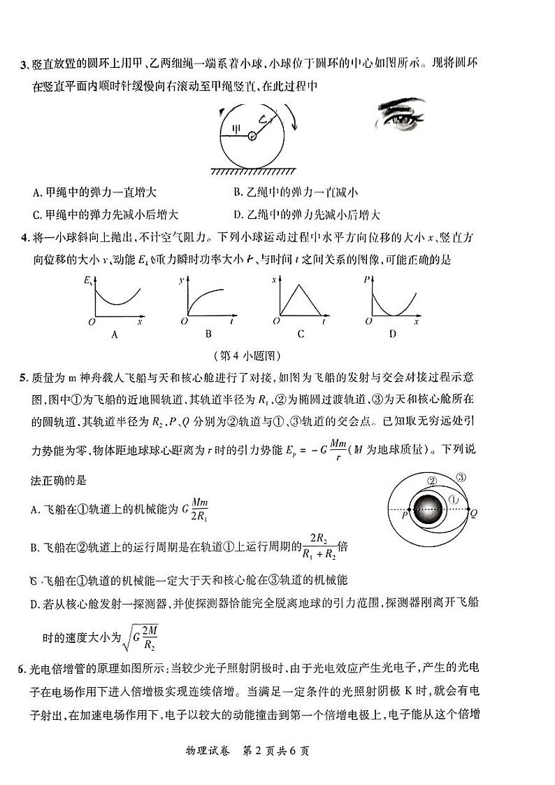 2024安徽省京师测评高三下学期质量联合检测试题物理PDF版含解析02