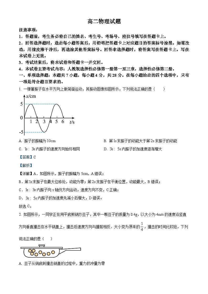山西省忻州市名校2023-2024学年高二下学期3月联合考试物理试题（原卷版+解析版）01