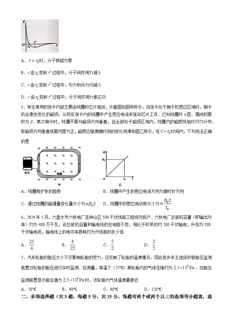 贵州省六盘水市2023-2024学年高二下学期期中考试物理试题(无答案)02