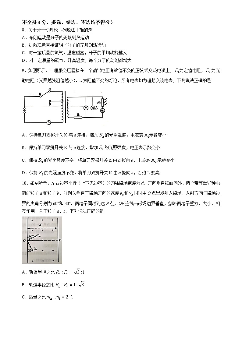 贵州省六盘水市2023-2024学年高二下学期期中考试物理试题(无答案)03