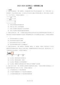 2022-2024北京高三一模试题物理分类汇编：动量