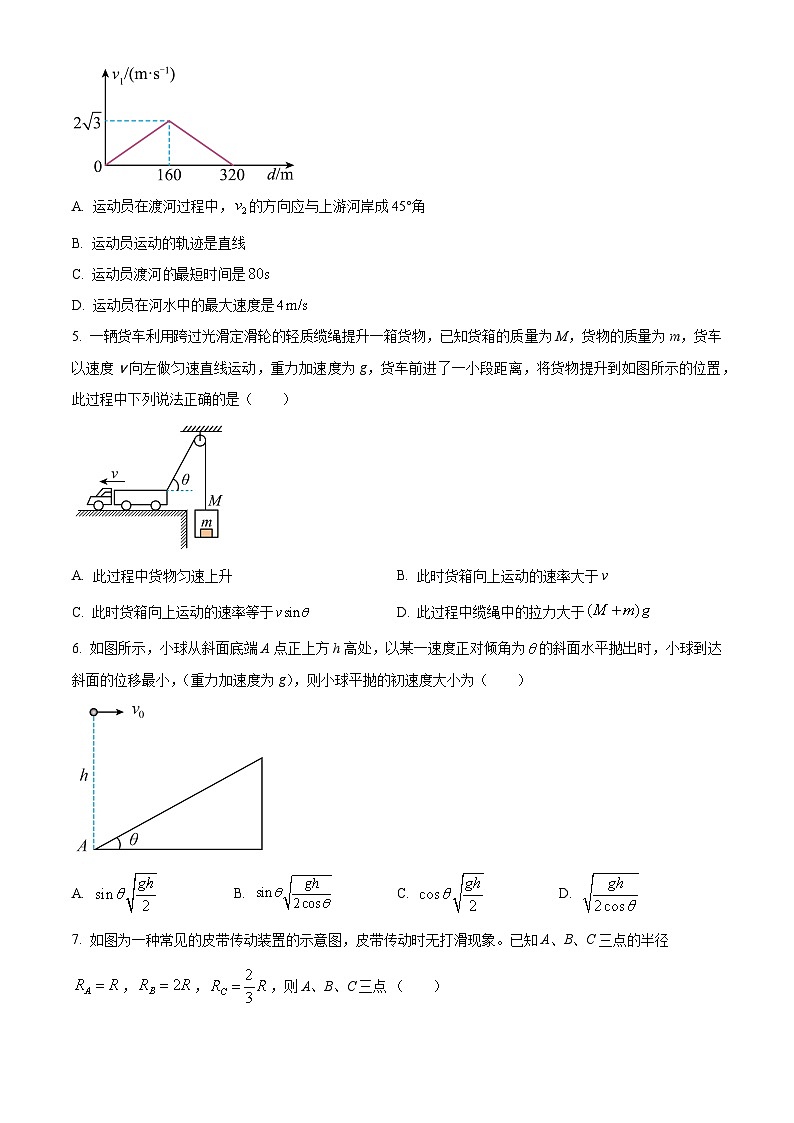 广西壮族自治区贵百河联考2023-2024学年高一下学期4月月考物理试题（原卷版+解析版）02