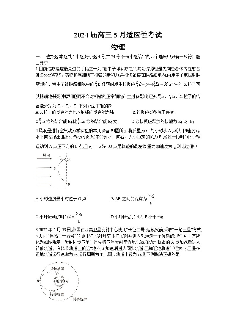 湖南名校联盟2024届高三全真模拟（5月）适应性考试物理试题第1页