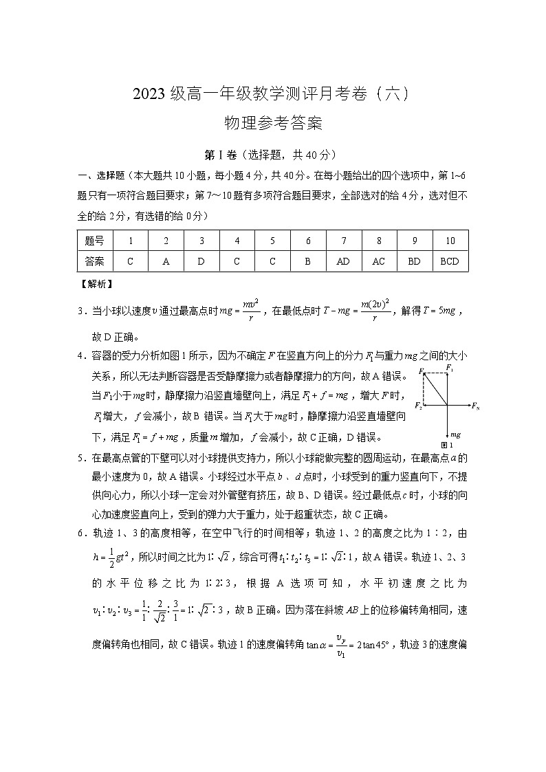 云南省昆明市五华区云南师范大学附属中学2023-2024学年高一下学期5月月考物理试题01