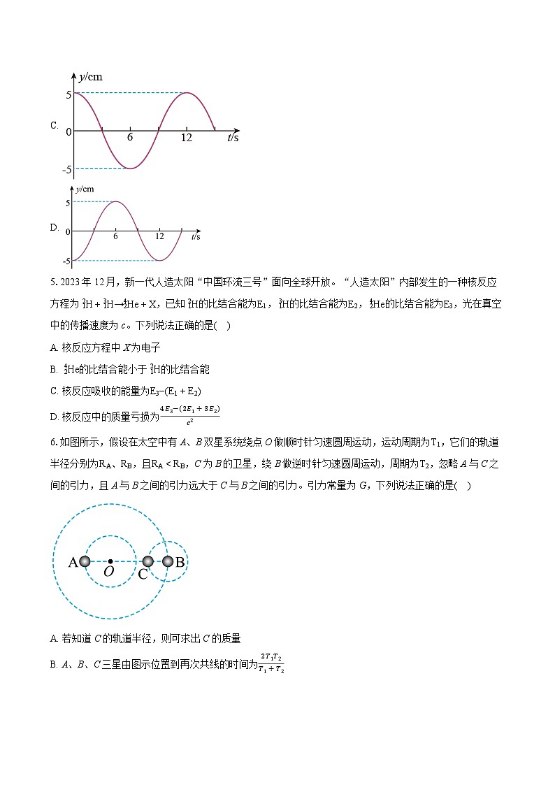 2023-2024学年河北省石家庄市高三（第二次）教学质量检测物理试卷（含详细答案解析）第3页