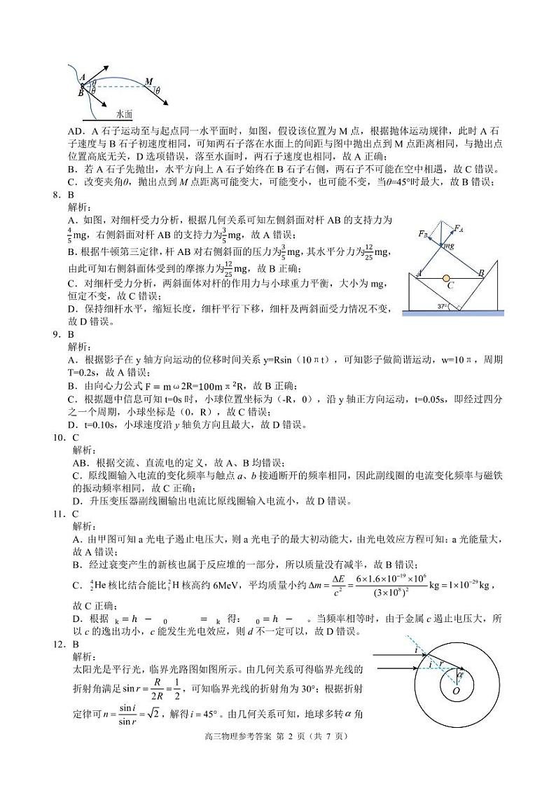 浙江省县域教研联盟2024届高三下学期一模物理试卷（PDF版附答案）02