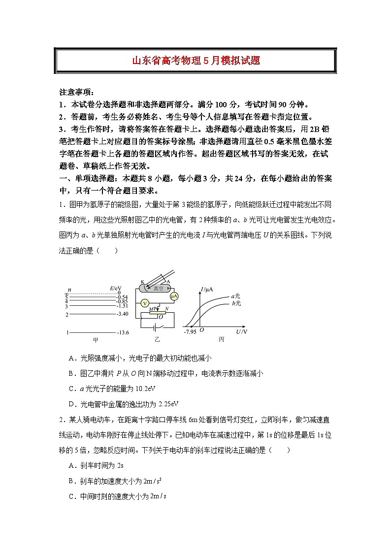 2024年山东省青岛市高三下学期5月模拟物理试题01